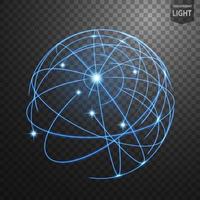 Blue Line Constructed Sphere Wireframe. Vector Illustration