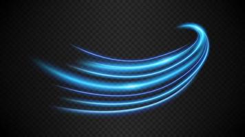 Línea de luz ondulada azul abstracta con fondo transparente vector
