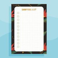 Printable shopping list planner concept vector