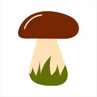 Mushroom in hand drawn style with grass vector