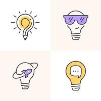 Set of outline lightbulb icons vector