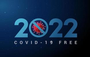 Abstract Happy 2022 New Year greeting card with coronavirus vector