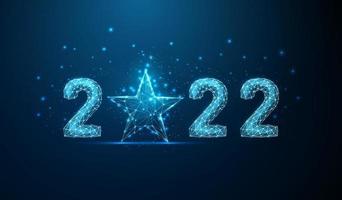 Tarjeta de felicitación abstracta feliz año nuevo 2022 con estrella azul vector