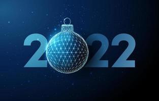 Abstract Happy 2022 New Year greeting card with Christmas ball vector