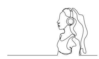 beautiful girl listening to music on headphones street style vector