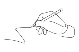 continuous line drawing of hand drawing line with pen vector