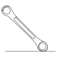 continuous line, tool, mechanic wrench vector