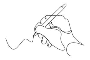 continuous line drawing of hand drawing line with pen vector