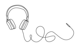 continuous line headphone speaker device vector