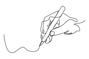 continuous line drawing of hand drawing line with pen vector