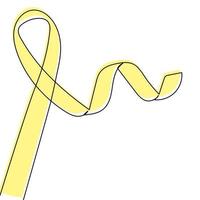 Continuous line. yellow ribbon help the patient vector