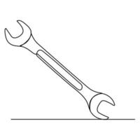 continuous line, tool, mechanic wrench vector