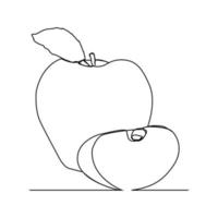 línea continua simple manzana fruta vector