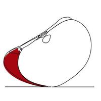 Red Apple icon, one line drawing, isolated vector