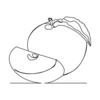 continuous line simple apple fruit vector