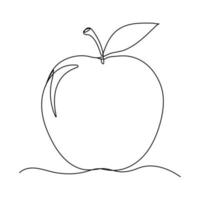 línea continua simple manzana fruta vector