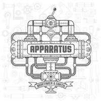 Steampunk machinery engineer robotic composition vector