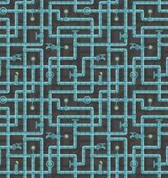 Seamless pattern of interlocking pipes with valves vector