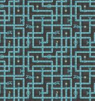 Seamless pattern of interlocking pipes with valves vector