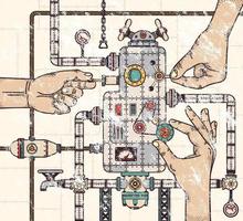 Hands tuning machine vector