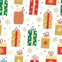 patrón sin fisuras con coloridas cajas de regalo de navidad vector