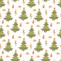 patrones sin fisuras con árboles de navidad y regalos vector