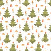 seamless pattern with Christmas trees and gifts vector