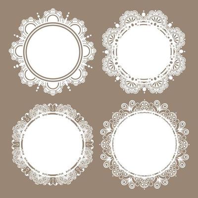 Elegant white lace frame on brown background 3