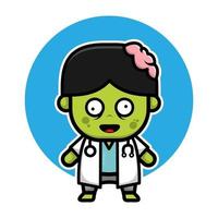 Cute doctor zombie halloween cartoon vector illustration.