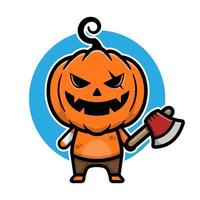 Cute pumpkin halloween cartoon illustration vector