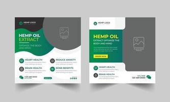 Hemp oil and CBD oil social media post template design vector