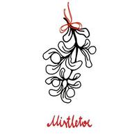 muérdago navidad para beso doodle floral clip art vector