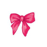 Pink hand drawn bow ribbon bow on white background vector