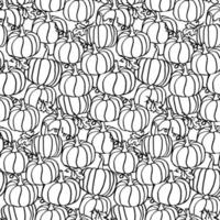 Fall pumkin seamless pattern black and white for coloringcantoon style vector