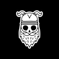 calavera vikinga con bigote y barba. ilustración para camiseta vector
