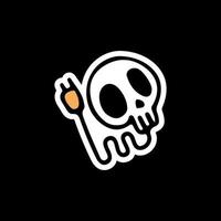 Skull head with charging cable illustration. Vector for t-shirt