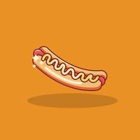 Vector illustration of fast food hot dog