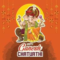 Illustration of Lord Ganpati for Ganesh Chaturthi festival of India vector