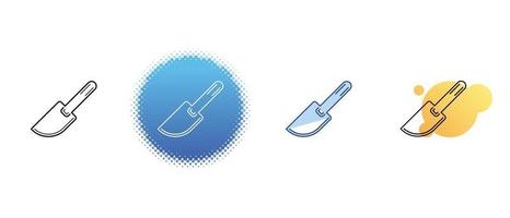 This is a set of contour and color icons of a silicone spatula vector