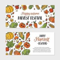 Happy autumn harvest festival vector flyer template