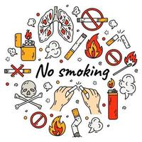 No smoking vector set and concept of bad habits