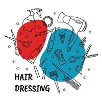 Hair dressing and barbershop tools and equipment vector