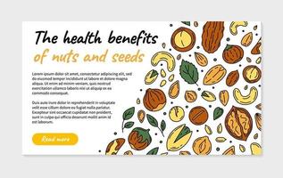 Nuts and Seeds vector landing page or flyer