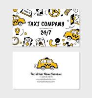 Taxi visit card template in Doodle style vector