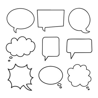 Speech bubbles hand drawn collection. Simple empty dialog boxes set.