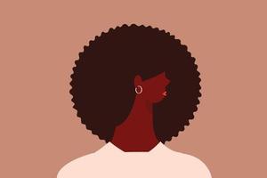 Business black American woman portrait from a side view. Vector