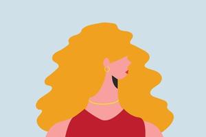 Strong blond woman portrait side. Gender equality, women empowerment. vector