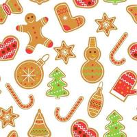 Christmas and New Years pattern with traditional gingerbread vector