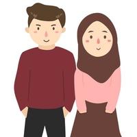 Cute muslim couple vector