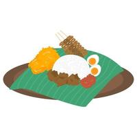 Nasi Uduk, coconut flavored steamed rice dish vector